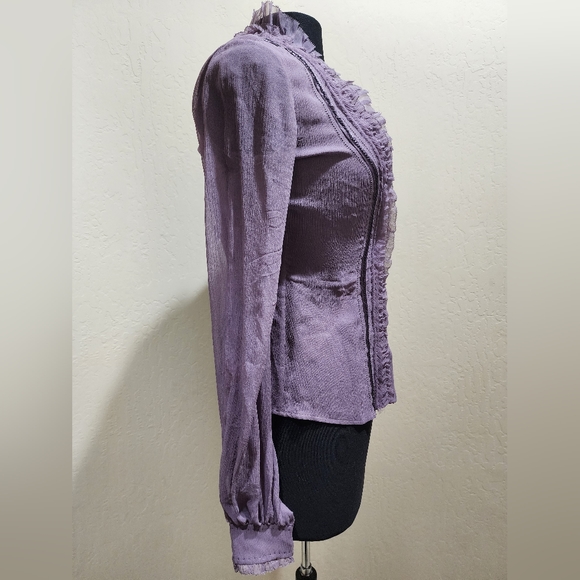 Signature Saks Fifth Avenue Silk lilac Victorian style Blouse Top XS - Picture 4 of 7